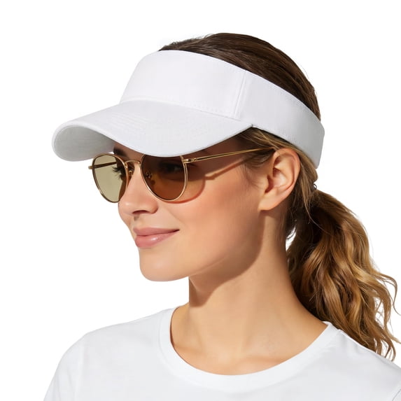 Minzimin Breathable Sun Visors for Women-Cotton Structured Brim Pontail Visor Hats for Casual,Walking,Beach