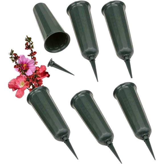 Minzimin Cemetery Flower Vase with Sturdy Spikes/Stakes 2 Pack Outdoor Artificial or Fresh Flower Holder Grave Decoration