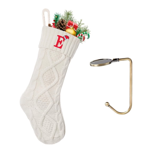 Minzimin Christmas Stockings with Initials, Letter Embroidered Xmas Stocking, 18" Large Monogram Knitted Xmas Stocking, Christmas Party Fireplace Family Hanging Stocking Decoration