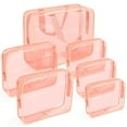 thumbnail image 1 of Minzimin Clear Makeup Bags, 6 Pcs Cosmetic Makeup Bags Set Clear PVC with Zipper Handle Portable Travel Luggage Pouch Airport Airline Vacation Organization, 1 of 7
