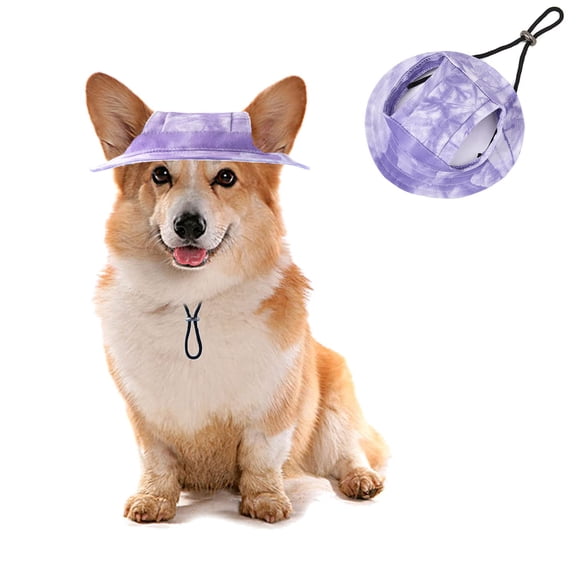 Minzimin Dog Bucket Hats, Dog Round Cap with Ear Hole, Adjustable Outdoor Travel Sun Protection Sport Hat for Cat Small Medium Dogs