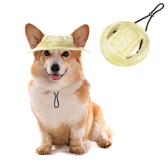 Minzimin Dog Bucket Hats, Dog Round Cap with Ear Hole, Adjustable Outdoor Travel Sun Protection Sport Hat for Cat Small Medium Dogs