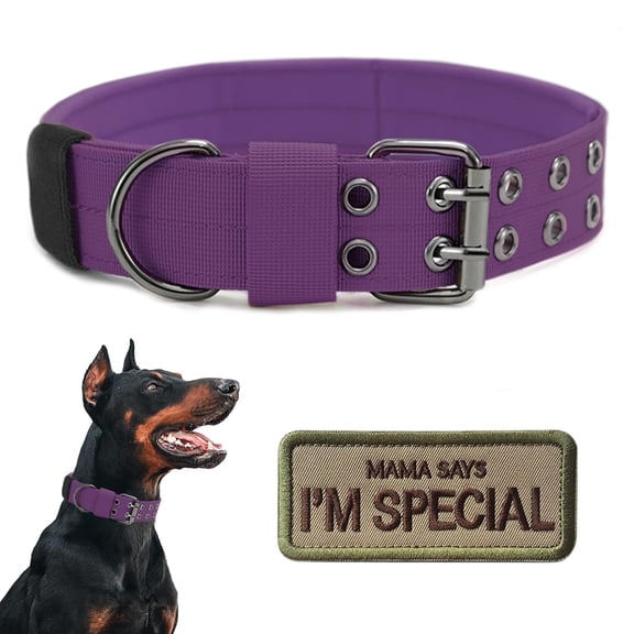 Minzimin Dog Collar Adjustable Dog Collars Soft Nylon Training Collar with Patch Heavy Duty Metal Buckle Collars for Medium Large Dogs