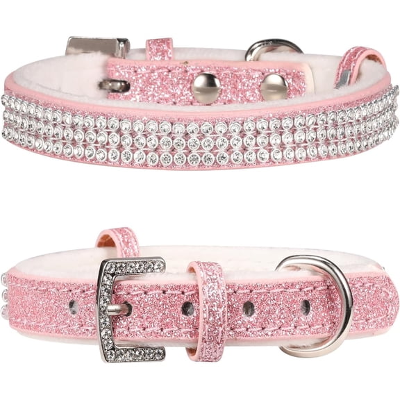 Minzimin Dog Collar,Cat Collar,Sparkling Rhinestones Dog Collars Adjustable Pet Collars for Puppy Kitten Small Medium Dogs&Cats