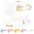 thumbnail image 1 of Minzimin Dog Collar and Leash Set with Bowtie, Soft & Cute Puppy Collar, Cotton Puppy Collar with Adjustable Metal Buckle for Small, Medium Dog, 1 of 9