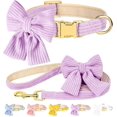 thumbnail image 1 of Minzimin Dog Collar and Leash Set with Bowtie, Soft & Cute Puppy Collar, Cotton Puppy Collar with Adjustable Metal Buckle for Small, Medium Dog, 1 of 9