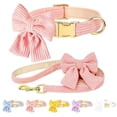 thumbnail image 1 of Minzimin Dog Collar and Leash Set with Bowtie, Soft & Cute Puppy Collar, Cotton Puppy Collar with Adjustable Metal Buckle for Small, Medium Dog, 1 of 9