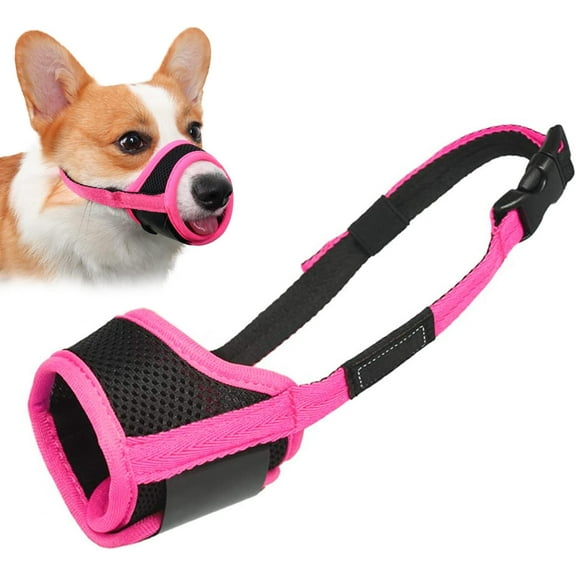 Minzimin Dog Muzzle Anti Biting Barking and Chewing with Comfortable Mesh Soft Fabric and Adjustable Strap, Suitable for Small, Medium and Large Dogs