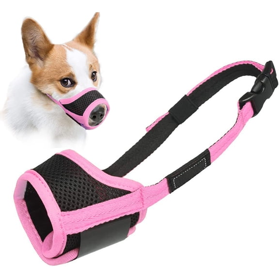 Minzimin Dog Muzzle Anti Biting Barking and Chewing with Comfortable Mesh Soft Fabric and Adjustable Strap, Suitable for Small, Medium and Large Dogs