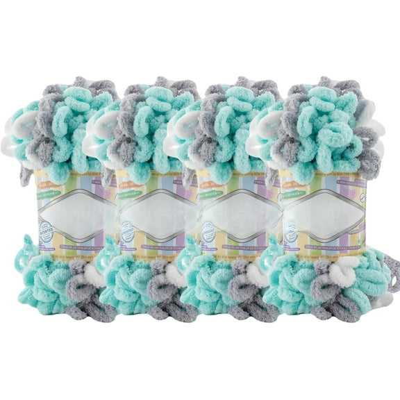 Minzimin Finger Loop Yarn 100g/roll 4rolls - Multicolored Chunky Yarn for Hand Knitting Blanket & Big Projects - No Needles Micro Polyester Prelooped Bulky Yarn for Crocheting