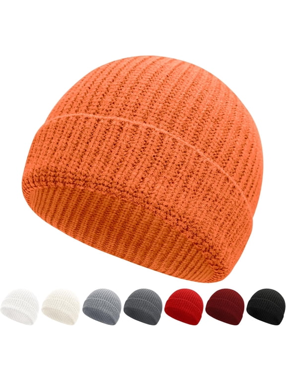 Fisherman Beanies for Men Women Short Cuff Knit Beanie Winter Warm Hats Cap