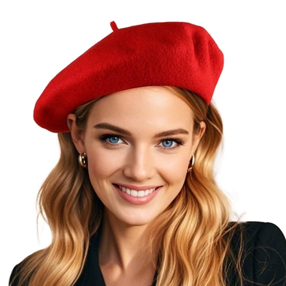 Minzimin French Wool Beret Hats for Women Man Solid Color Classic Beanie Winter Cap Painter Berets.