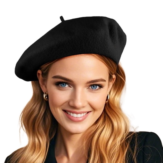 Minzimin French Wool Beret Hats for Women Man Solid Color Classic Beanie Winter Cap Painter Berets.
