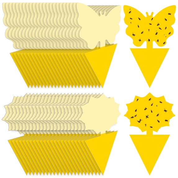 Minzimin Fruit Fly Traps Indoor Fungus Gnat Trap 20/40/60 PCS for Plants Yellow Houseplants Outdoor Use Insect Sticky