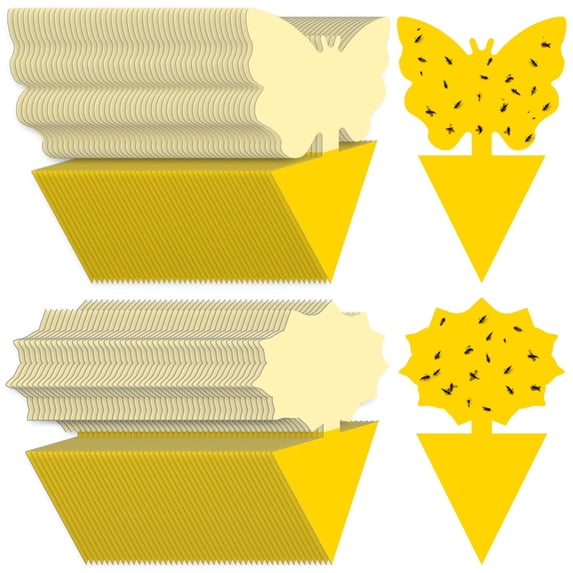 Minzimin Fruit Fly Traps Indoor Fungus Gnat Trap 20/40/60 PCS for Plants Yellow Houseplants Outdoor Use Insect Sticky