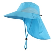 Minzimin Home Prefer Outdoor UPF50+ Sun Hat Wide Brim Mesh Fishing Hat with Neck Flap