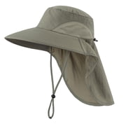 Minzimin Home Prefer Outdoor UPF50+ Sun Hat Wide Brim Mesh Fishing Hat with Neck Flap
