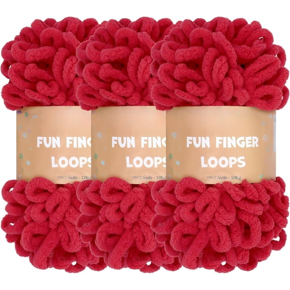 Minzimin JubileeYarn Fun Finger Loops Yarn Jumbo Polyester 100g/Skein 3 Skeins