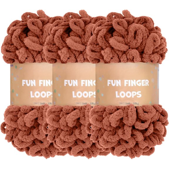 Minzimin JubileeYarn Fun Finger Loops Yarn Jumbo Polyester 100g/Skein 3 Skeins