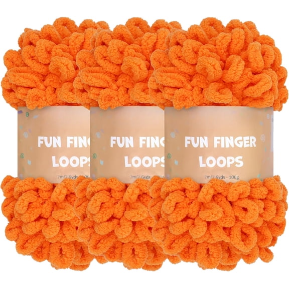Minzimin JubileeYarn Fun Finger Loops Yarn Jumbo Polyester 100g/Skein 3 Skeins