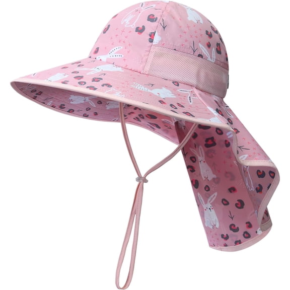 Minzimin Kids Sun Hat UPF50 Sun Protection Bucket Hat Toddler Summer Beach Play Hats with Neck Flap for Girl Boy Ages 3~10