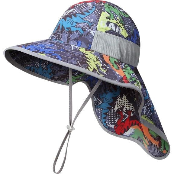 Minzimin Kids Sun Hat UPF50  Sun Protection Bucket Hat Toddler Summer Beach Play Hats with Neck Flap for Girl Boy Ages 3~10