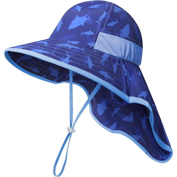 Minzimin Kids Sun Hat UPF50  Sun Protection Bucket Hat Toddler Summer Beach Play Hats with Neck Flap for Girl Boy Ages 3~10