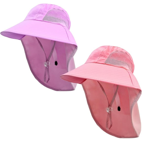 Minzimin Kids Sun Hat with Neck Flap UV Protection Summer Toddler Beach Hat Unisex Ponytail Hat Wide Brim Fishing Hat