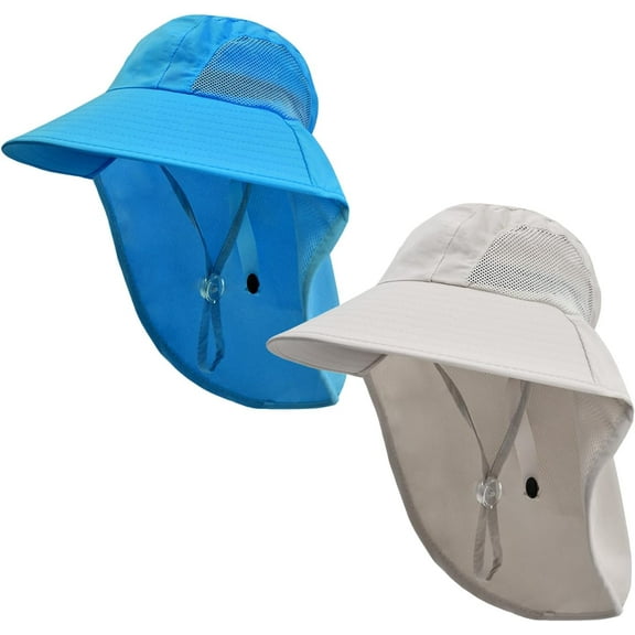 Minzimin Kids Sun Hat with Neck Flap UV Protection Summer Toddler Beach Hat Unisex Ponytail Hat Wide Brim Fishing Hat