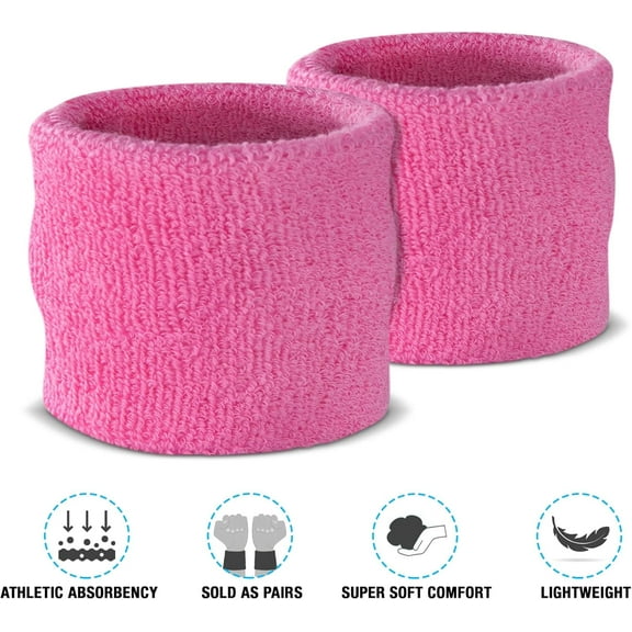 Minzimin Kids Wrist Sweatbands - Athletic Cotton Terry Cloth Sports Wristbands for Kids (1 Pair)