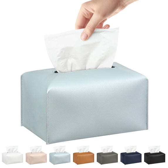 Minzimin Long Tissue Box Cover, PU Leather Tissue Holder Rectangle, Facial Paper Organizer, Modern Dispenser for Bathroom, Kitchen, Home, Office, Tabletop 9.5’’x5’’x5’’