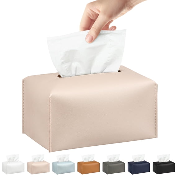 Minzimin Long Tissue Box Cover, PU Leather Tissue Holder Rectangle, Facial Paper Organizer, Modern Dispenser for Bathroom, Kitchen, Home, Office, Tabletop 9.5’’x5’’x5’’