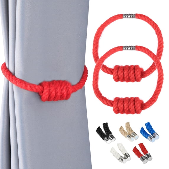 Minzimin Magnetic Curtain Tiebacks 2 Pack Hand-Woven Curtain Ties