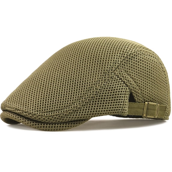 Minzimin Men's Mesh Cap Breathable Summer Newsboy Hat Adjustable Beret Cabbie Driving Hats