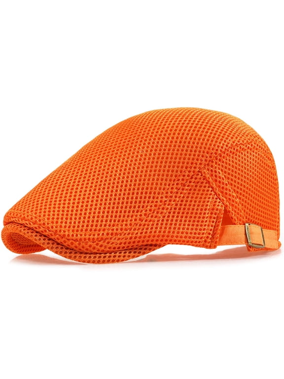 Men's Mesh Cap Breathable Summer Newsboy Hat Adjustable Beret Cabbie Driving Hats