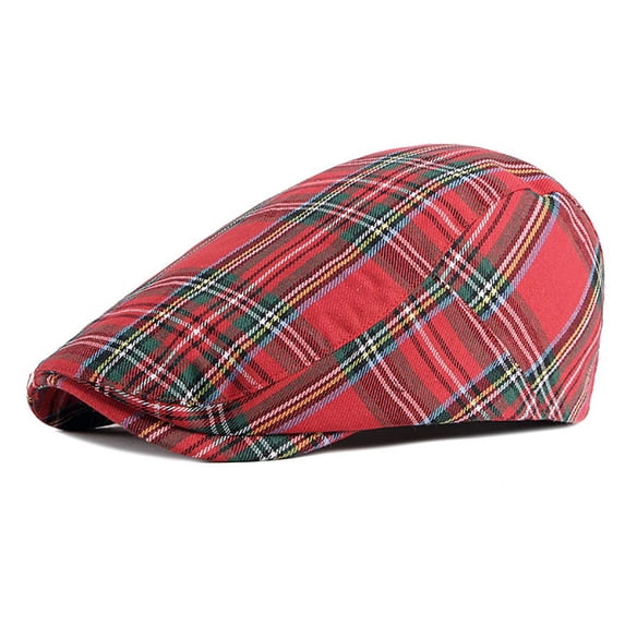 Minzimin Mens Adjustable Colorful Striped Plaid Ivy Newsboy Cabbie Gatsby Golf Cap Flat Cotton Hat Thin Cap