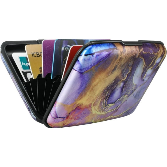 Minzimin Mini RFID Aluminum Wallet Credit Cards Holder Business Card Case Metal ID Case for Men Women