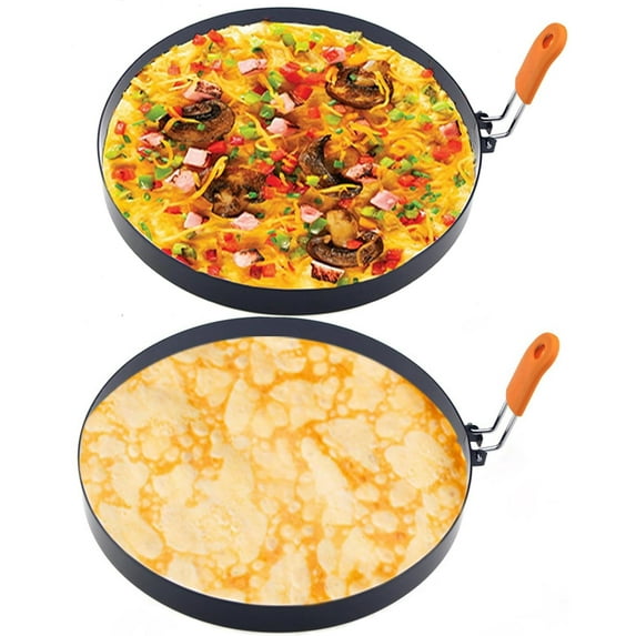 Minzimin Nonstick with Anti-Scald Handle Round Stainless Steel Egg & Pancake Rings, (2 Count)