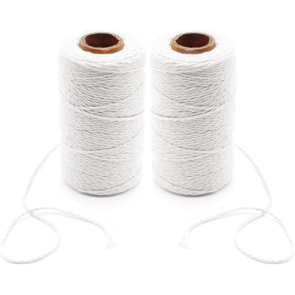 Minzimin Pack of 2  Cotton Twine and Packing String Christmas Xmas Twine Rope Ribbon Cord for Baking, Butchers, DIY Crafts Wrapping Ornaments Hanging 656 ft Long