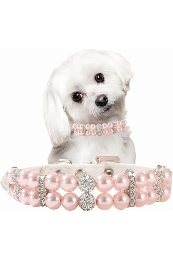 Pearl Dog Collars, Bling Pearl Cat Collar ,Fancy Dog Colalr Puppy Collar Girl for Female Dogs for Xs S M Pet