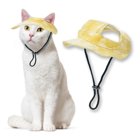 Minzimin Pet Hat with Ear Holes Sunscreen Cap, Adjustable String Dog Cat Summer Sun Hat,Cat Dog Bucket Hat for Birthday Party Costume Decoration Outdoor Hiking