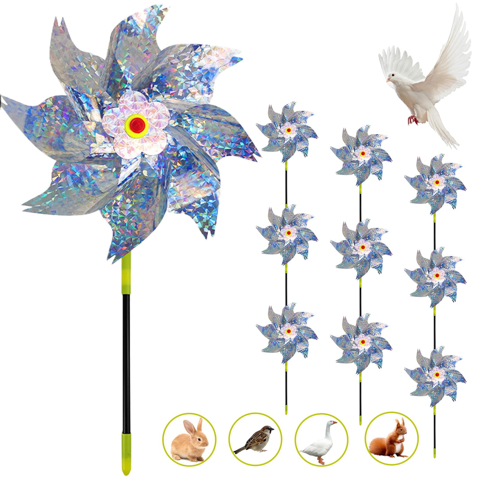 Pinwheel Inlawn Minzimin Pinwheels for Yard and Garden - 10 Pack Reflective Pinwheels ...