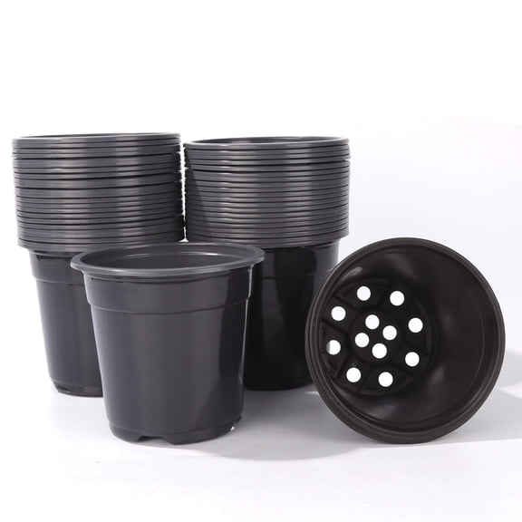 Minzimin Plastic Black Plant Nursery Pots 6" 12 pcs 0.5 Gallon for Flower Plant Container Seed Starting Seedlings Reusable Transplanting Succulent Propagation Planting Pots