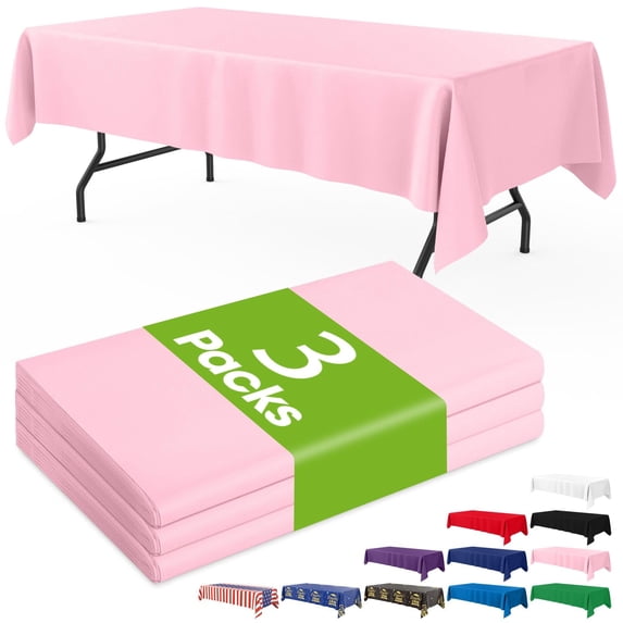 Minzimin Plastic Table Cloth Disposable 3 Pack, 54x108 Inch Rectangular Table Cloth, Leakproof Table Cover for Parties, Picnic, Weddings