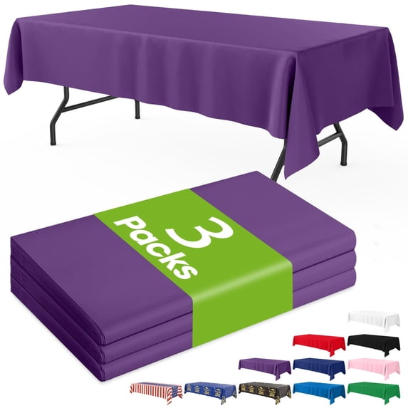 Minzimin Plastic Table Cloth Disposable 3 Pack, 54x108 Inch Rectangular Table Cloth, Leakproof Table Cover for Parties, Picnic, Weddings