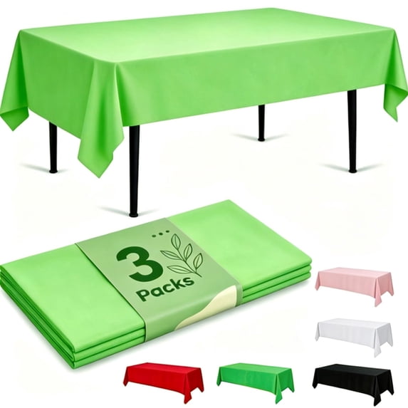 Minzimin Plastic Table Cloth Disposable 3 Pack 54x108 Inch Table Cover | Rectangular Table Cloth Leakproof Party Tablecloth Disposable Decorative for Weddings Picnic Shower Birthday Wedding BBQ