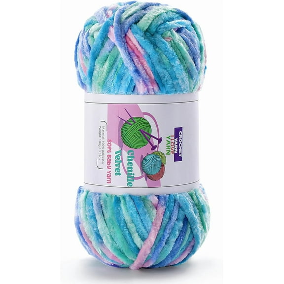 Minzimin Plush Chenille Chunky Yarn, Velvet Fluffy Yarn for Hand Knitting, Baby Yarns for Crocheting Soft Making Blankets, Scarves, Dolls (3.5oz 87.5yds Each)
