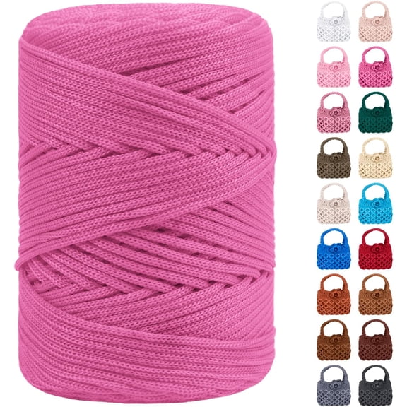 Minzimin  Polyester Macrame Cord 3mm x 185yards, Braided Macrame Cord Polypropylene Silk Cord, Crochet Bag Polyester Yarn for Crocheting, Bag, Wall Hangings, Rug, DIY Crafts 1Pack