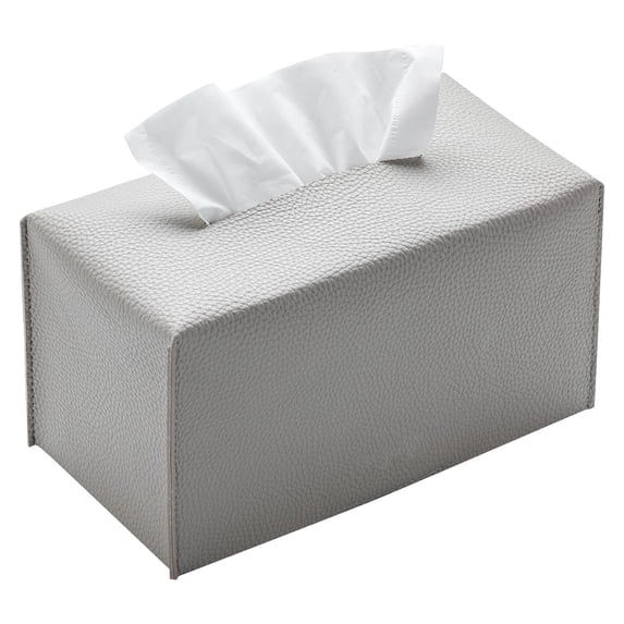 Minzimin Pu Leather Tissue Box Cover, Rectangular/Square Holder with Bottom Belt - Modern Decorative Organizer for Bathroom, Car, Bedroom, Hotel, Office