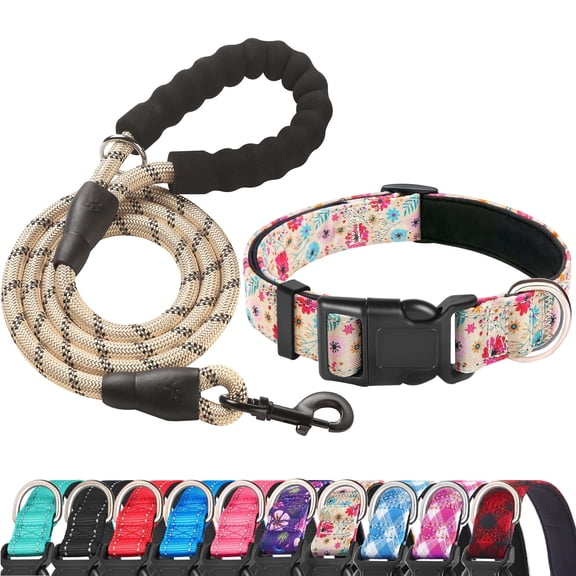 Minzimin Reflective Dog Collar Padded with Soft Neoprene Breathable Adjustable Nylon Dog Collars for Small Medium Large Dogs